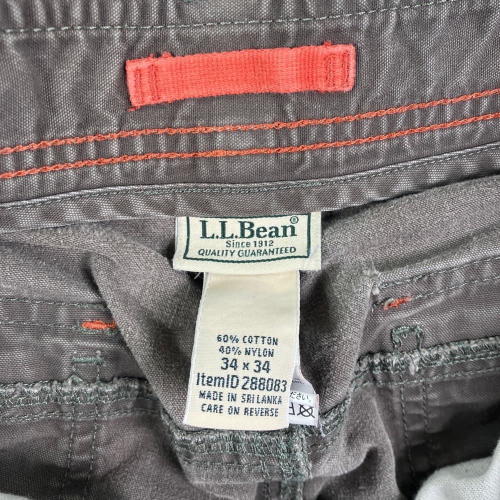L.L. Bean Riverton Mens 34x34 (34x32) Cargo Pants Gray Nylon Cotton Utility Work - Picture 3 of 10